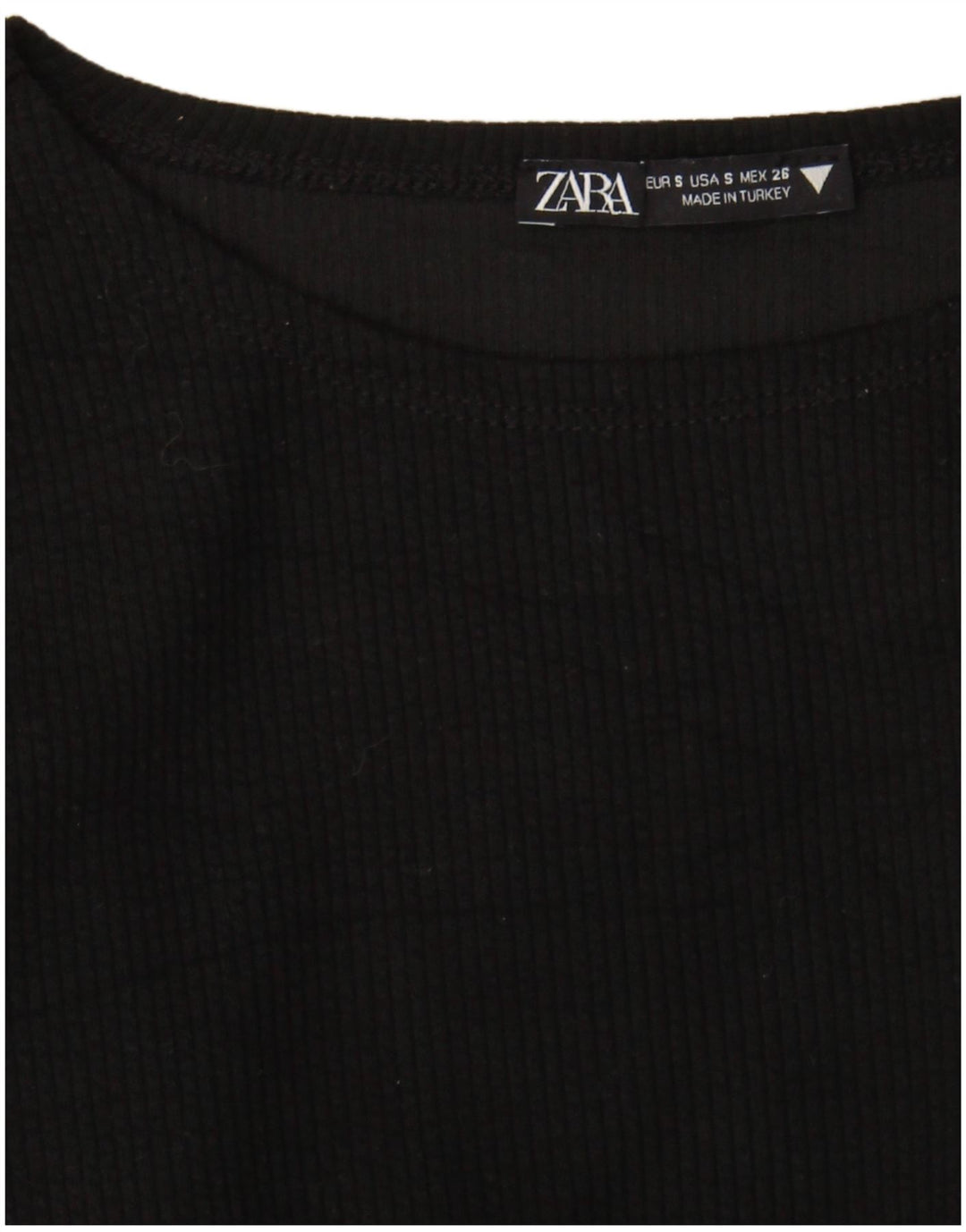 Zara Womens Crop Top Manga Longa Reino Unido 8 Pequeno Preto