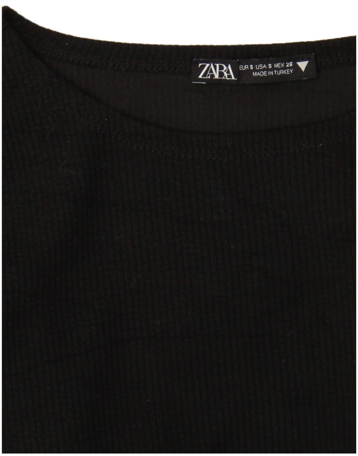 Zara Womens Crop Top Manga Longa Reino Unido 8 Pequeno Preto