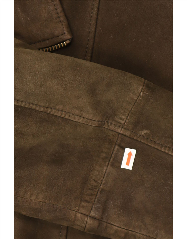Jaqueta masculina de camurça Scotch & Soda Reino Unido 40 grande couro cáqui