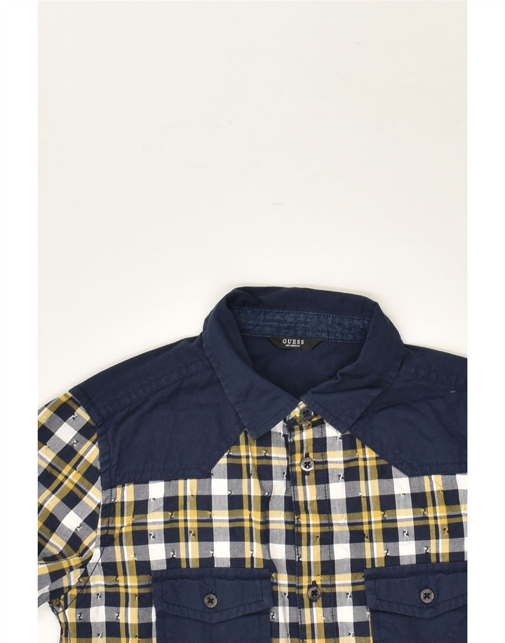 GUESS Boys Shirt 9-10 Years Yellow Check Cotton | Vintage Guess | Thrift | Second-Hand Guess | Used Clothing | Messina Hembry 