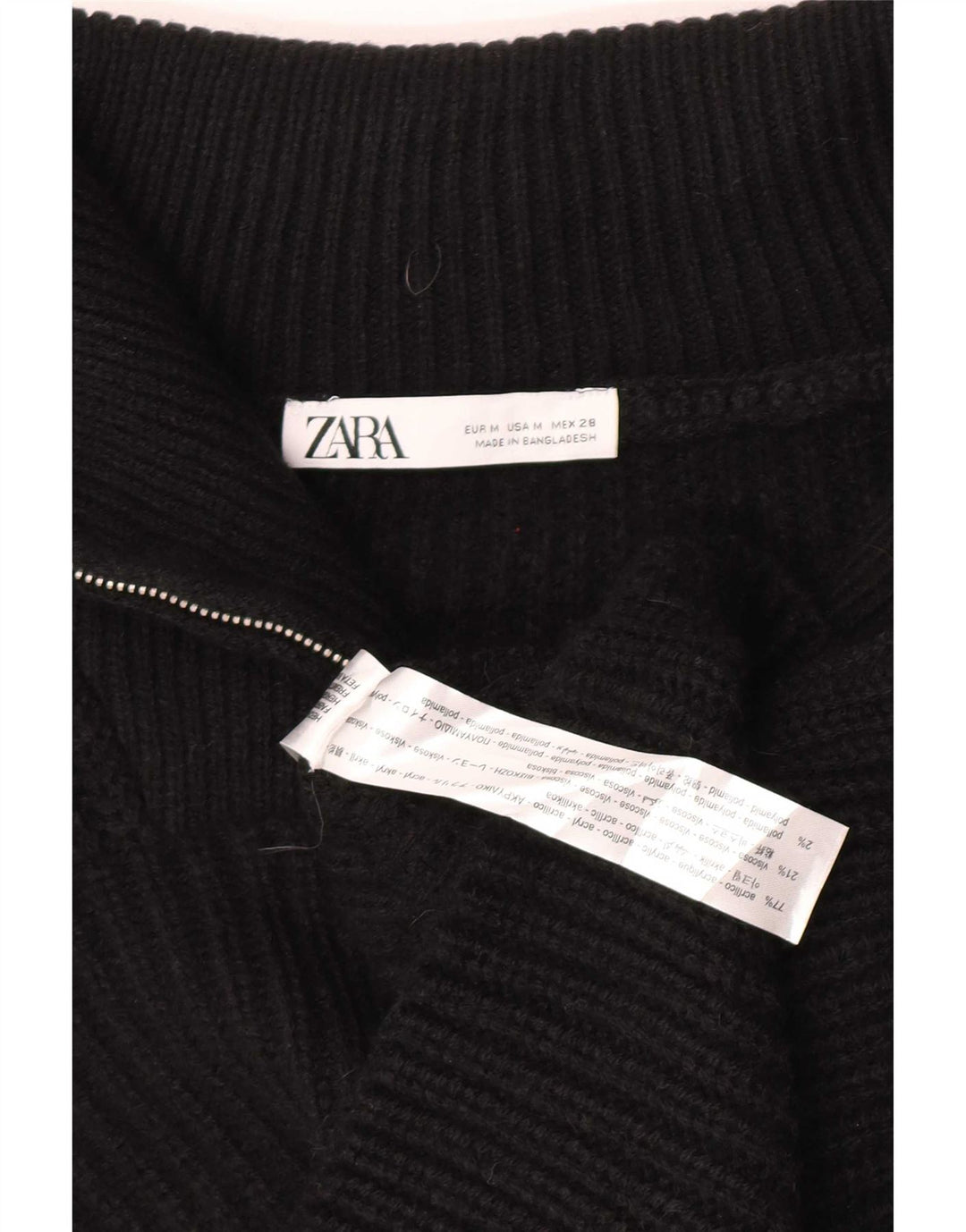 Zara Womens Oversized Crop Zip Neck Colete Regata Reino Unido 14 Médio Preto