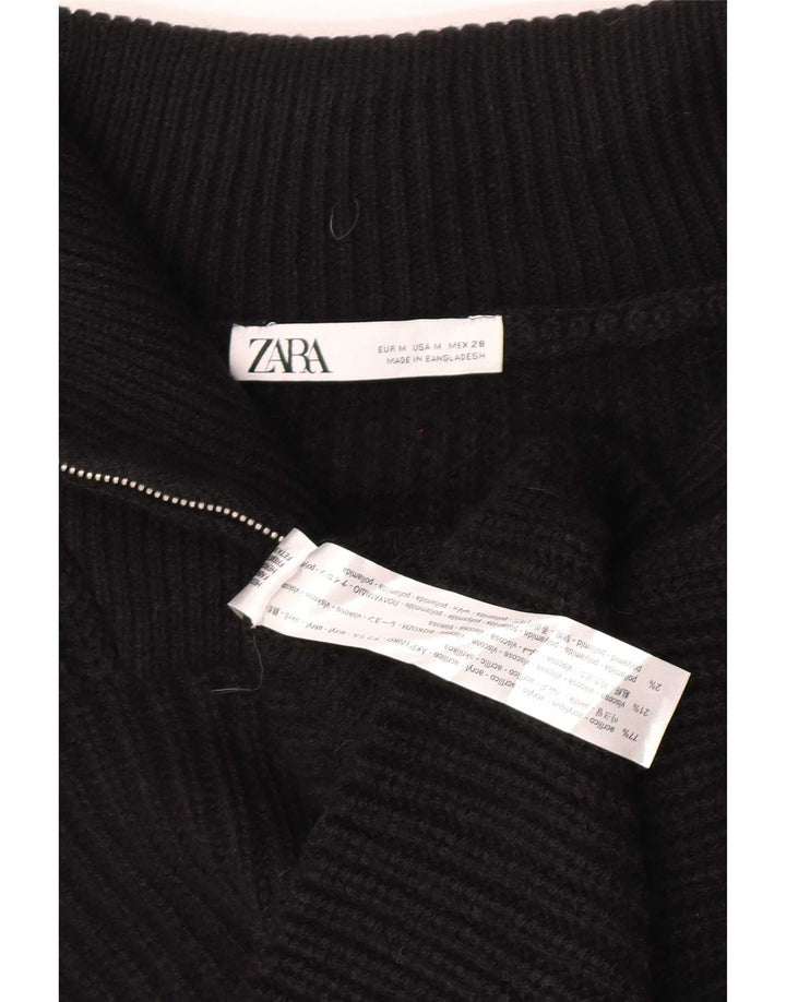 Zara Womens Oversized Crop Zip Neck Colete Regata Reino Unido 14 Médio Preto