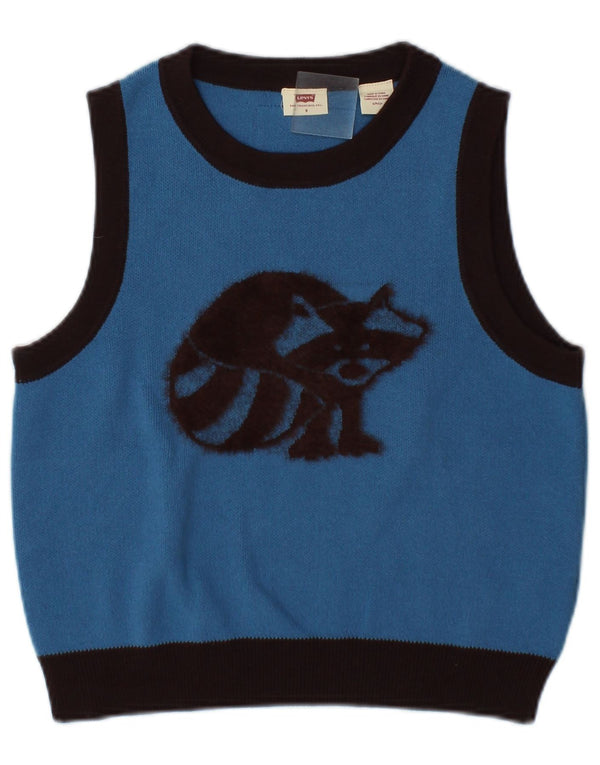 Regata feminina Levi's Crop Graphic Vest UK 10 Small Blue Colourblock