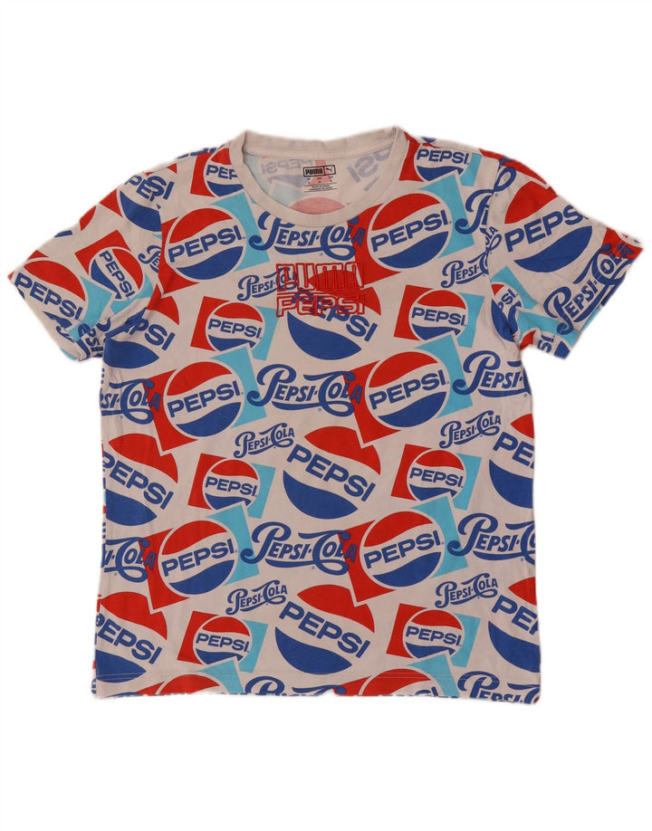Puma Mens Graphic T-Shirt Top Médio Algodão Branco