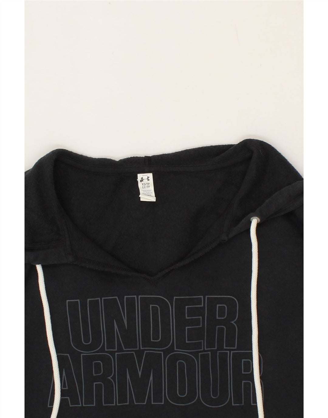 UNDER ARMOUR Mens Graphic Hoodie Jumper XS Black Cotton Vintage Under Armour and Second-Hand Under Armour from Messina Hembry 