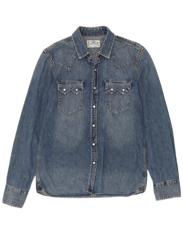 Camisa jeans masculina Levi's Western azul médio algodão