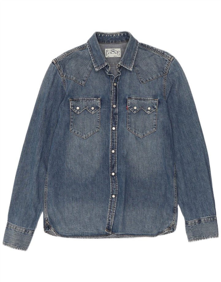 Camisa jeans masculina Levi's Western azul médio algodão