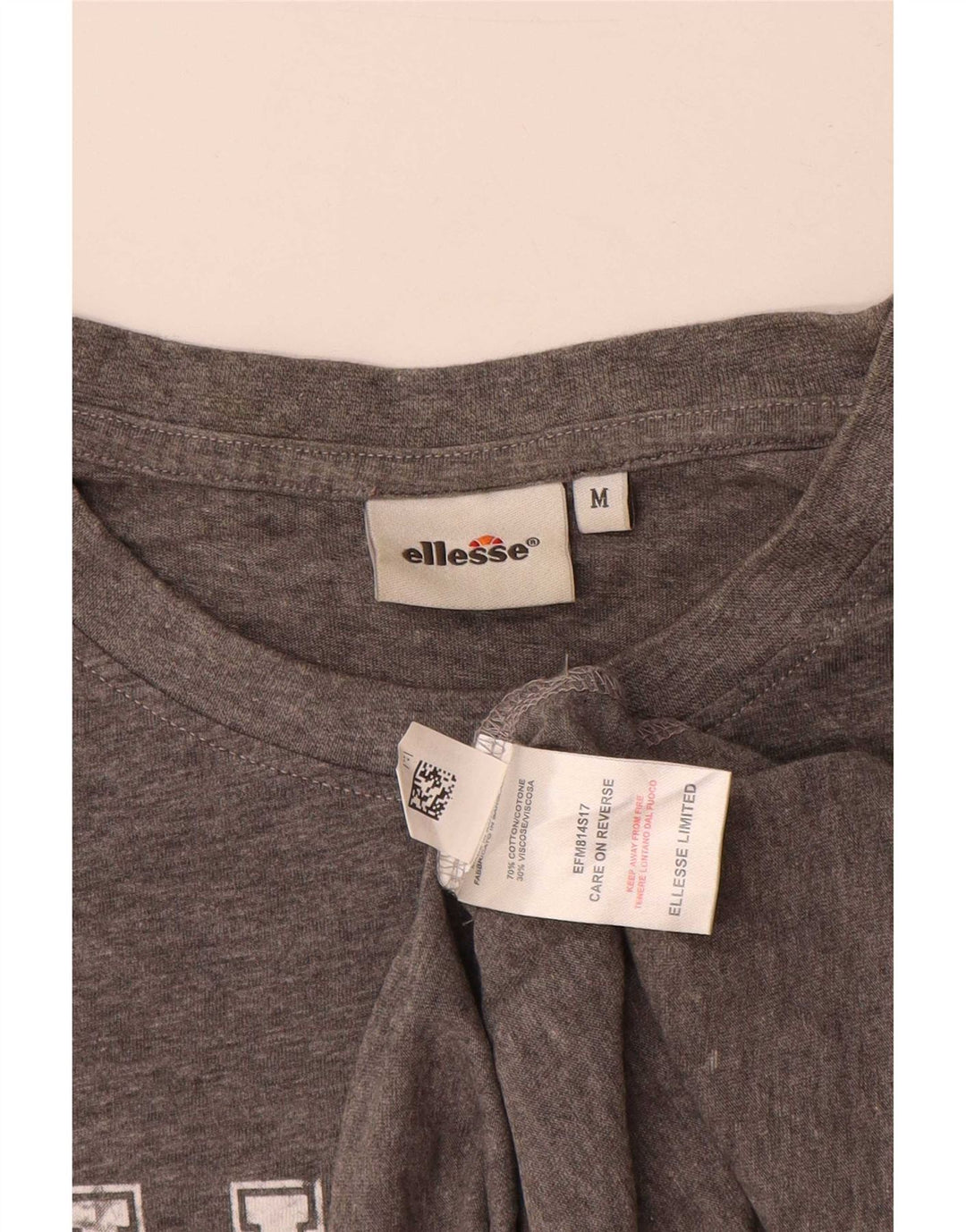 Camiseta masculina Ellesse com estampa gráfica de algodão manchado cinza médio