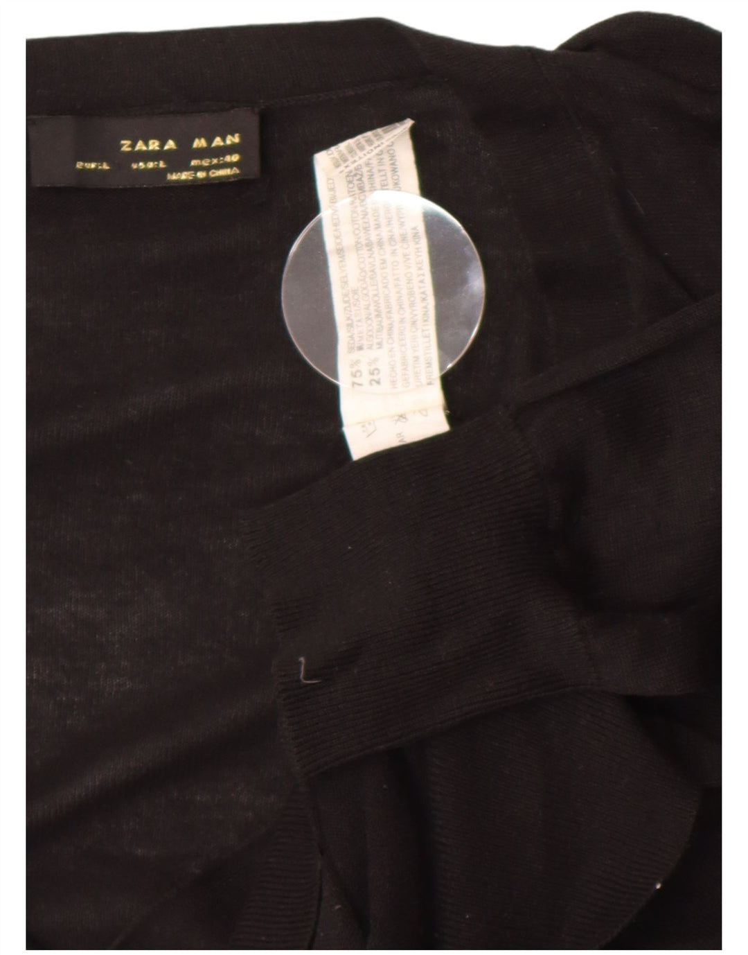 Suéter cardigã masculino Zara grande seda preta