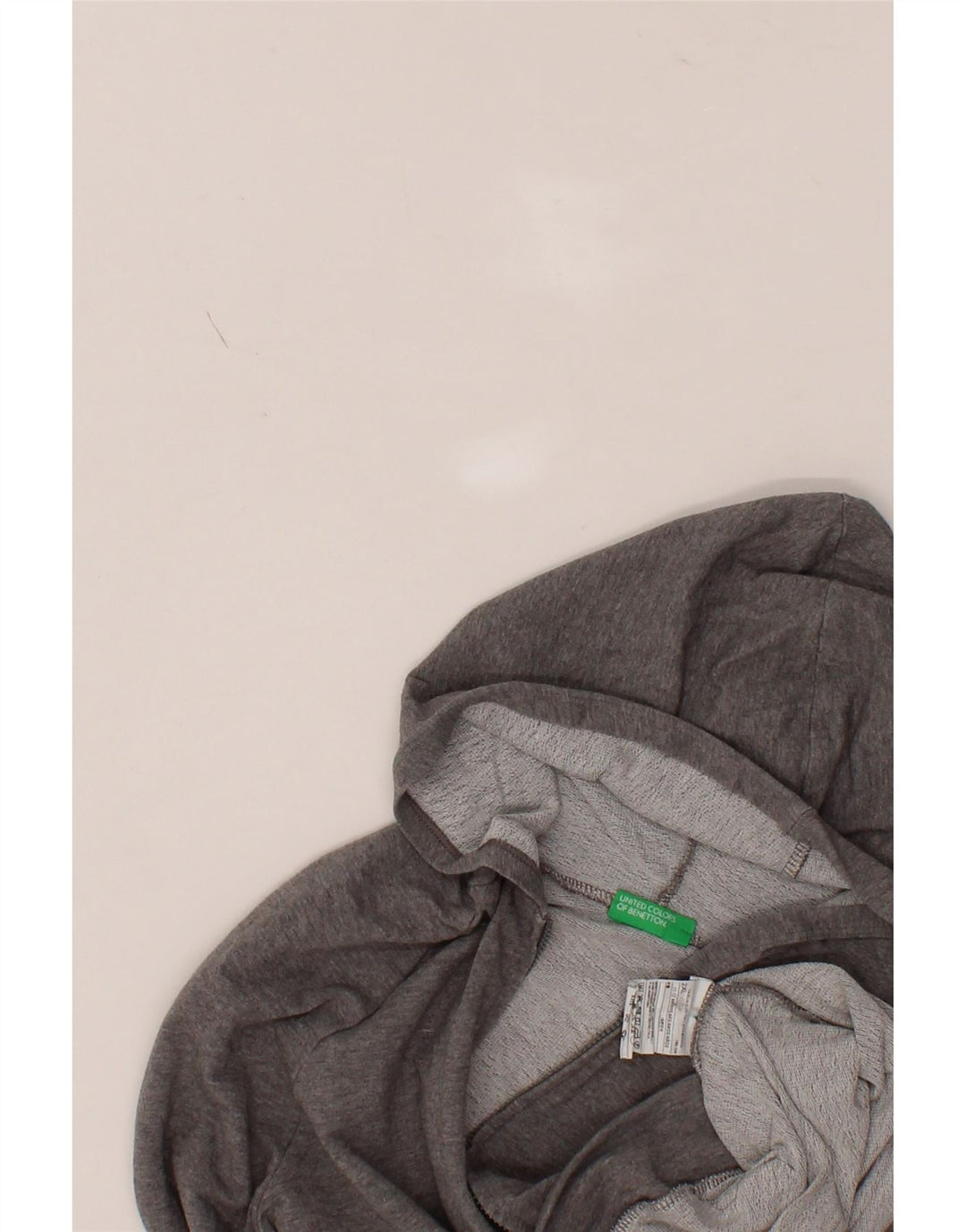 BENETTON Girls Zip Hoodie Sweater 11-12 Years 2XL Grey Cotton Vintage Benetton and Second-Hand Benetton from Messina Hembry 