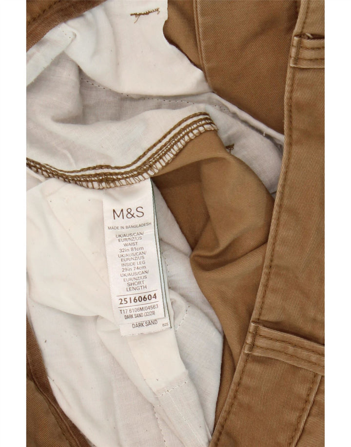 Calça cargo slim masculina Marks & Spencer W32 L27 algodão bege
