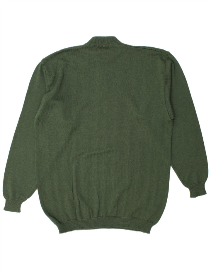 Suéter vintage masculino com gola tartaruga grande verde