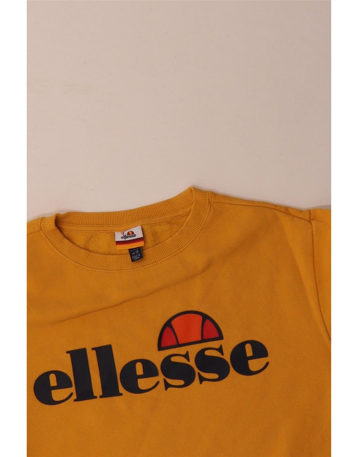 ELLESSE moletom feminino grande com estampa gráfica UK 12 médio amarelo