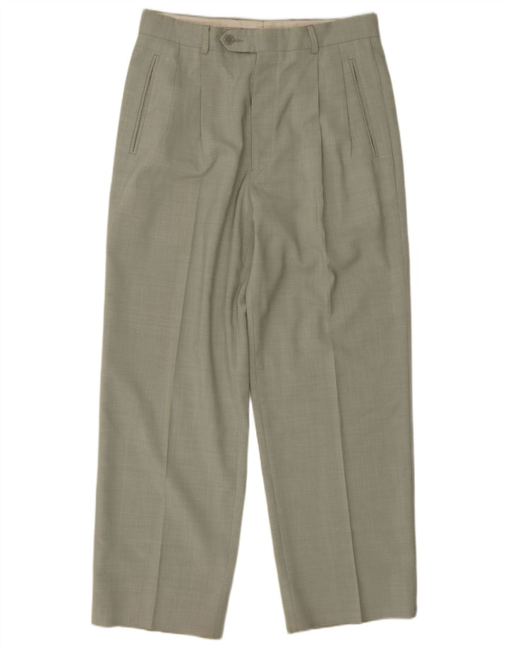 Calça de terno vintage masculina W30 L27 verde