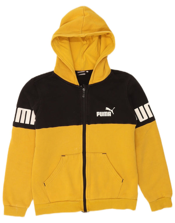 Suéter Puma Boys Graphic Zip com capuz 11-12 anos Amarelo Colorblock Algodão
