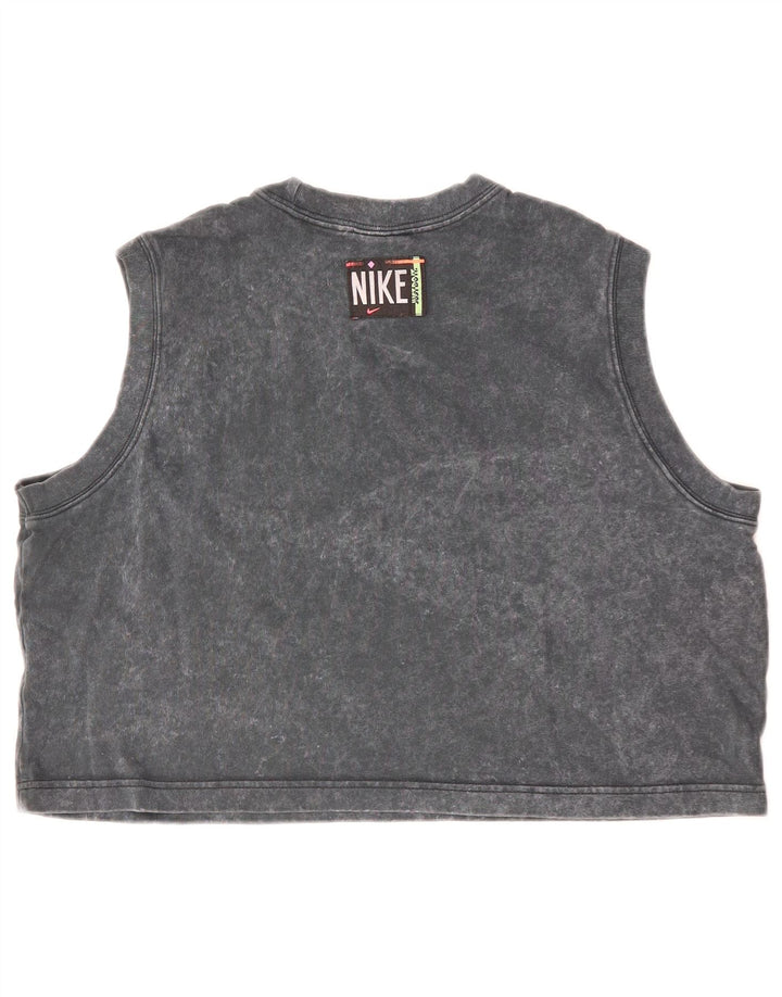 NIKE Womens Crop Vest Top UK 18 XL Cinza Algodão