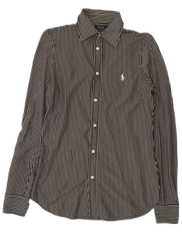 Polo Ralph Lauren Camisa social masculina pequena listrada preta de algodão