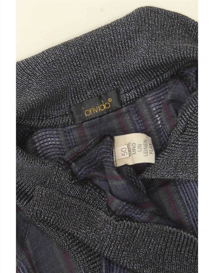 Pulôver masculino vintage de manga curta IT 50 listrado azul marinho médio