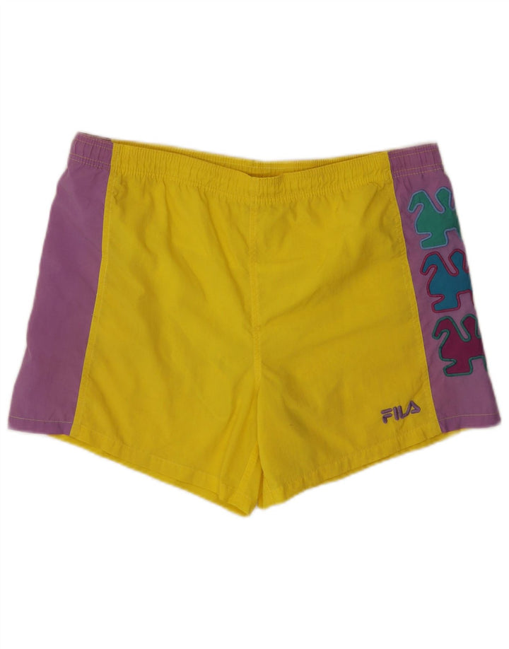 Shorts de natação masculino FILA Graphic IT 50 grande bloco colorido amarelo