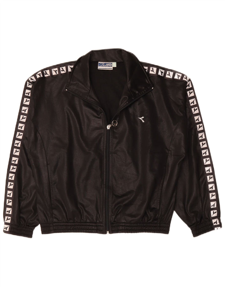 DIADORA feminino oversized gráfico completo agasalho Reino Unido 10 pequeno preto