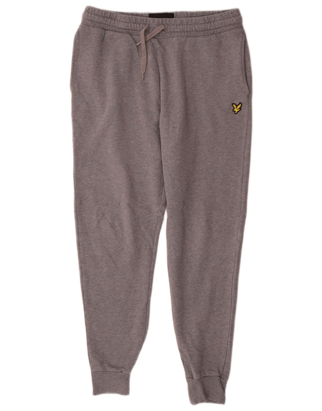 Lyle & Scott Calça de treino masculina Joggers cinza médio algodão manchado