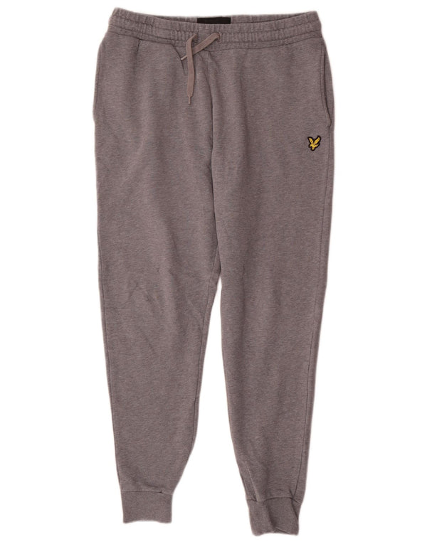Lyle & Scott Calça de treino masculina Joggers cinza médio algodão manchado