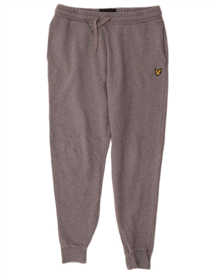 Lyle & Scott Calça de treino masculina Joggers cinza médio algodão manchado