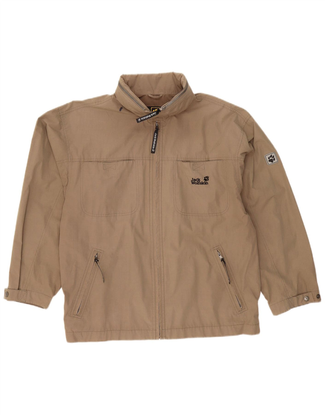 Jaqueta utilitária masculina JACK WOLFSKIN com capuz Reino Unido 40/42 grande poliéster marrom