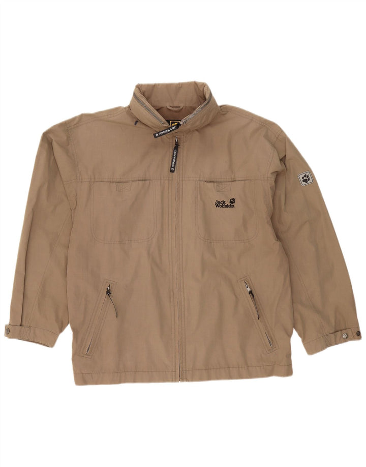Jaqueta utilitária masculina JACK WOLFSKIN com capuz Reino Unido 40/42 grande poliéster marrom