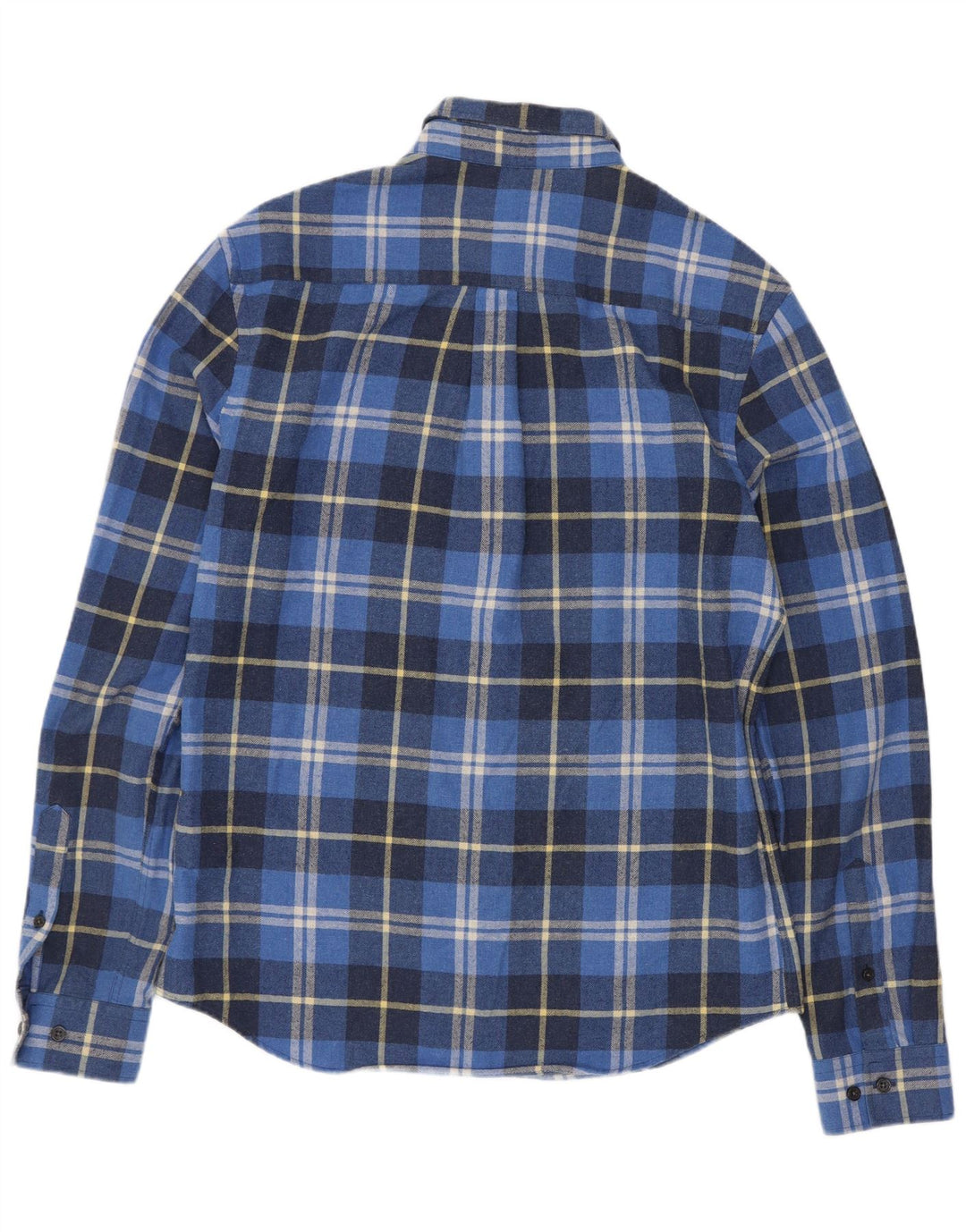 Camisa masculina de flanela Penguin Heritage Fit slim de algodão xadrez azul médio