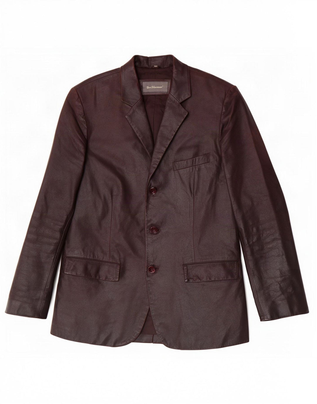 Jaqueta blazer masculina de couro com 3 botões Ben Sherman Reino Unido 38 marrom médio