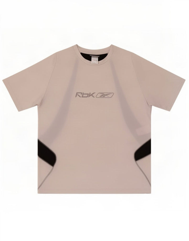 Camiseta gráfica masculina Reebok Top médio branco colorblock