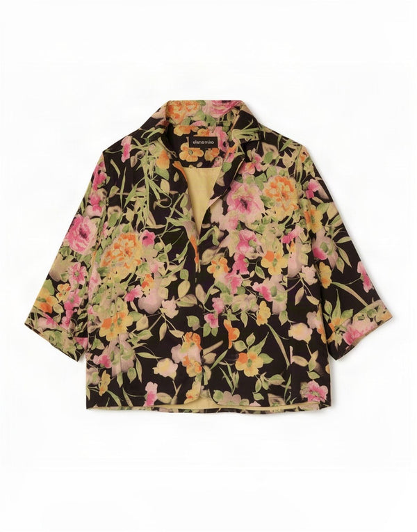 ELENA MIRO Cardigan feminino manga 3/4 UK 18 XL multicolorido floral