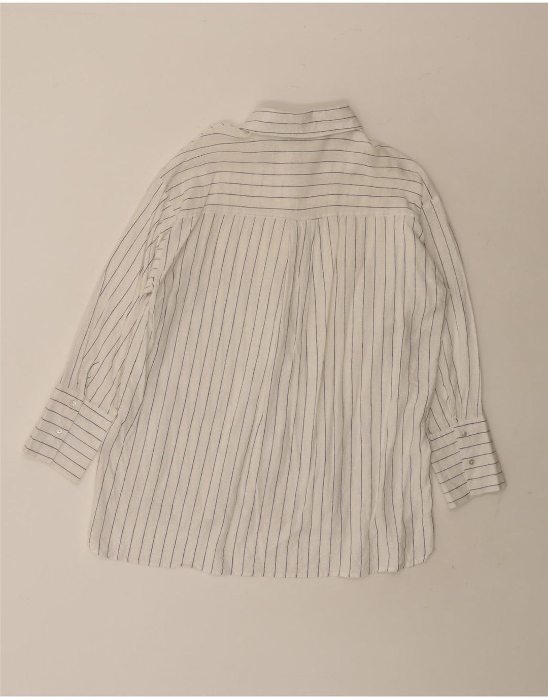Zara Womens Longline Camisa Oversized UK 10 Pequena Risca Branca