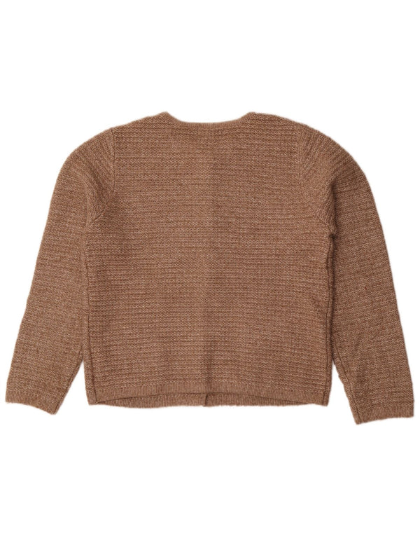 Suéter cardigã feminino Marks & Spencer Reino Unido 14 poliéster marrom médio