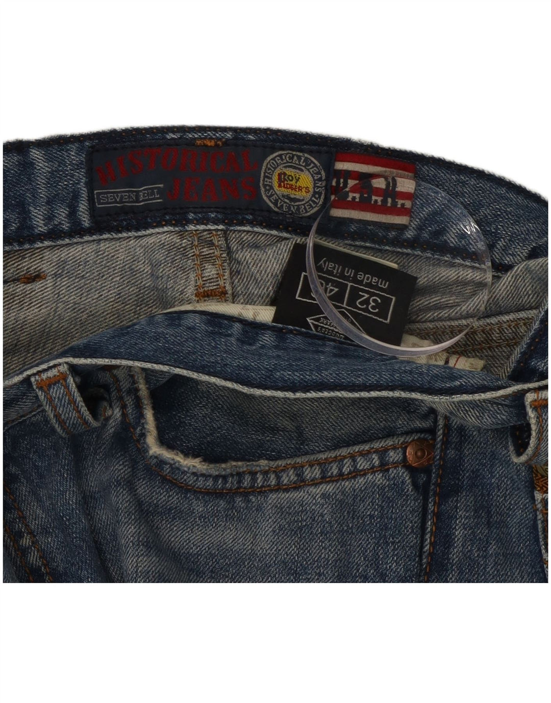 ROY ROGERS Jeans feminino Seven Bell Slim IT 46 grande W32 L35 algodão azul