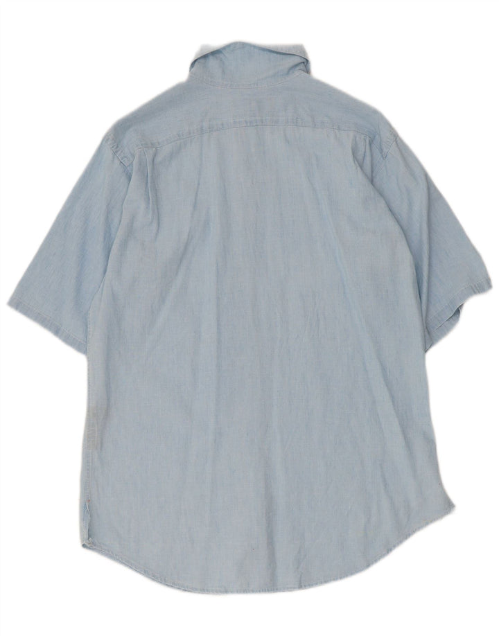 Camisa feminina Ralph Lauren de manga curta grande tamanho US 4 algodão azul pequeno