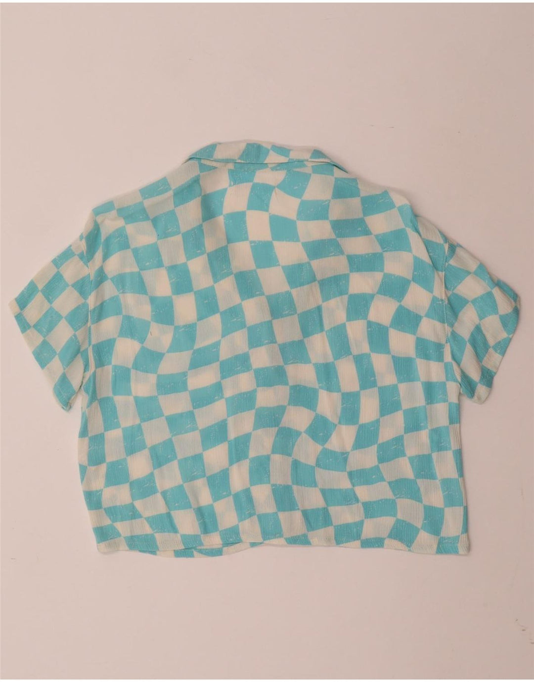 Blusa camisa manga curta feminina ZARA 11-12 anos azul viscose geométrica