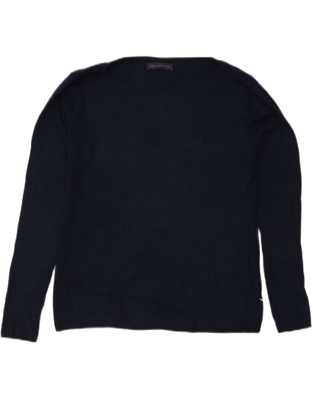 Suéter feminino Marks & Spencer com gola canoa Reino Unido 12 médio azul marinho