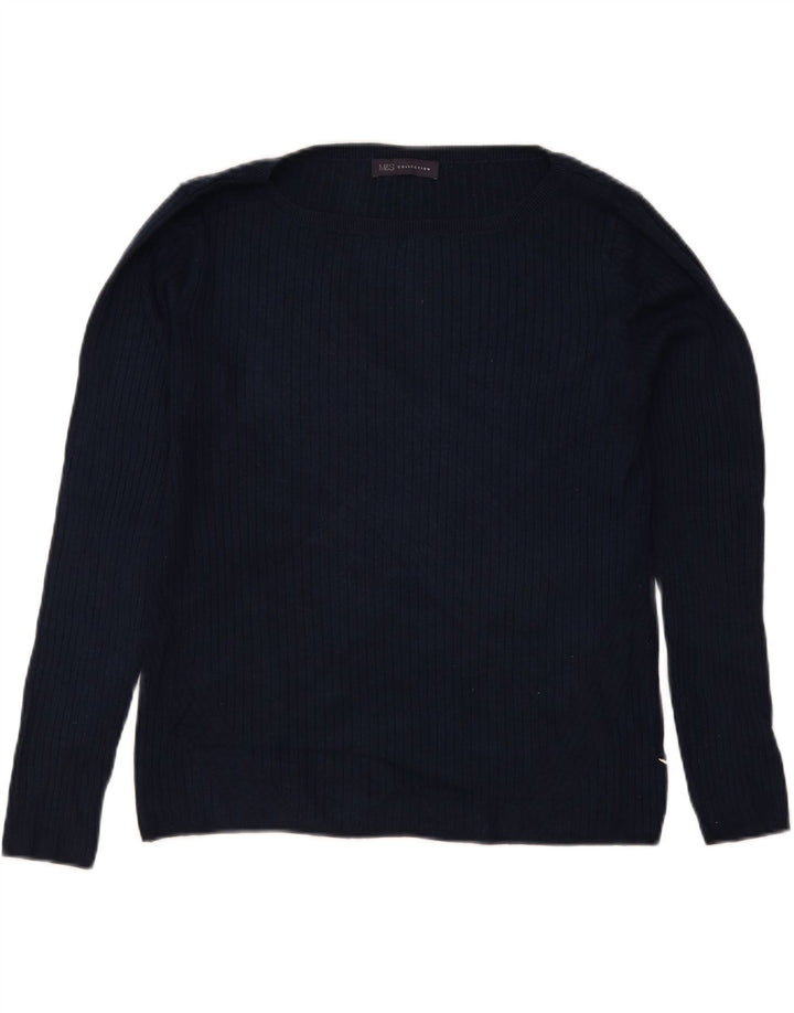 Suéter feminino Marks & Spencer com gola canoa Reino Unido 12 médio azul marinho