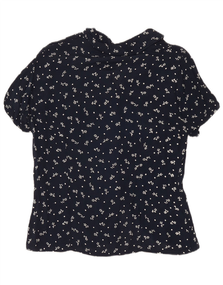 Blusa feminina de manga curta Express IT 44 médio azul marinho floral