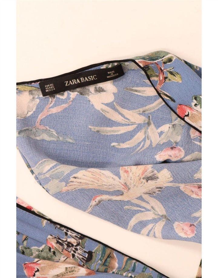 Macacão feminino Zara manga curta UK 6 XS azul floral