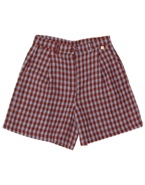 Shorts casuais femininos vintage IT 42 médio W28 Borgonha Houndstooth