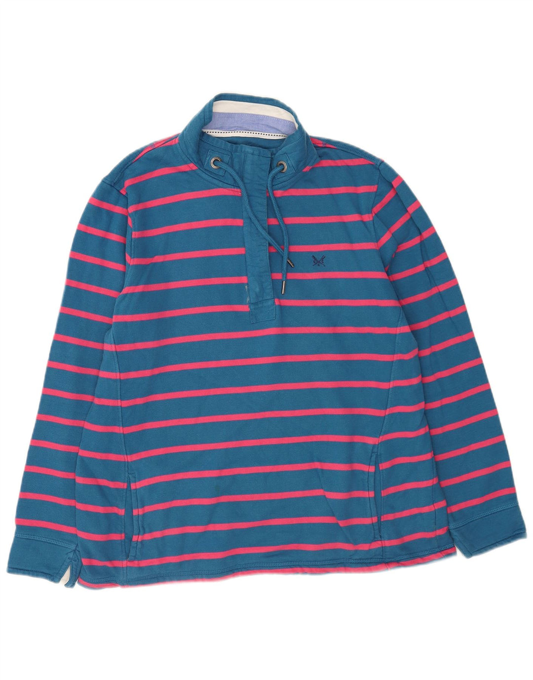 Crew Clothing feminino oversized moletom jumper Reino Unido 14 grande listrado azul