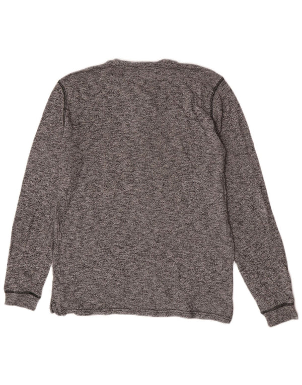 Gap Mens Top manga comprida pequeno algodão manchado cinza