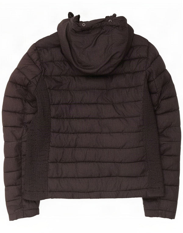 Jaqueta acolchoada com capuz feminina Superdry UK 16 grande poliéster preto