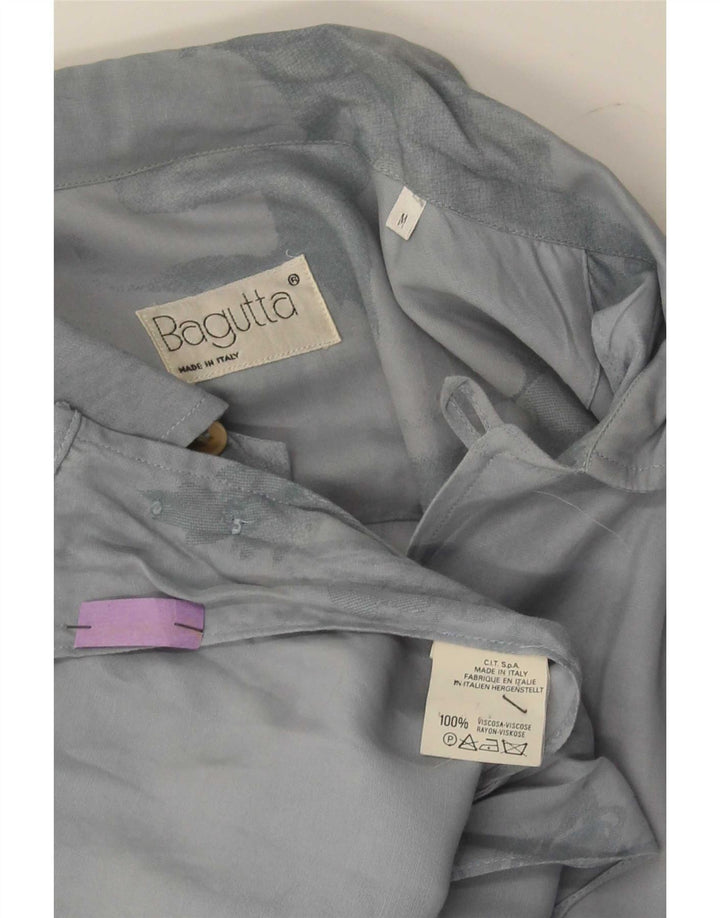 Camisa masculina Bagutta com estampa abstrata de manga curta viscose cinza médio