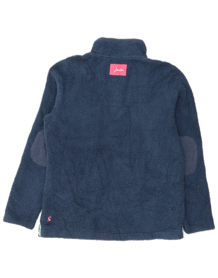 Joules Suéter feminino de lã com gola grande e botão grande Reino Unido 12 médio azul marinho