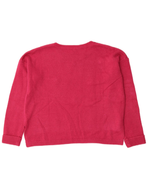 Suéter feminino Benetton com gola canoa 11-12 anos 2XL acrílico rosa