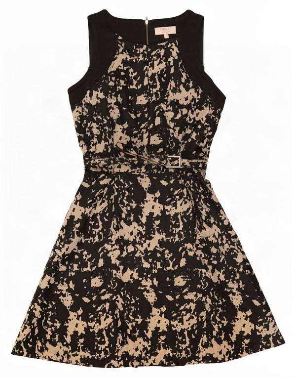 Próximo Vestido feminino pequeno sem mangas evasê UK 8 pequeno preto com estampa animal